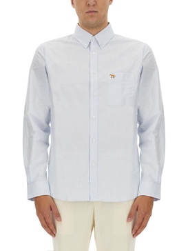 Maison Kitsuné Fox Embroidered Curved Hem Shirt