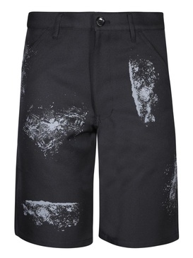 Hand Print Black Bermuda Shorts