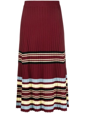 Wales Bonner Wander Pleated Flared Hem Midi Skirt