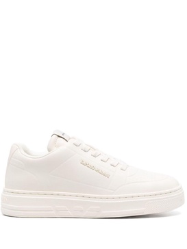 Ea7 Emporio Armani Logo Leather Sneakers in White