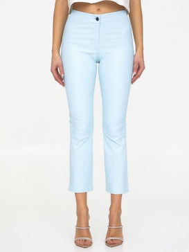 Light-Blue Leather Pants in Blue