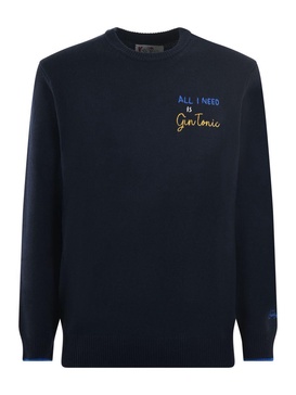 Mc2 Saint Barth Gin Tonic-Embroidered Crewneck Long-Sleeved Jumper