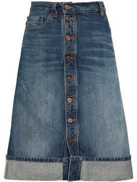 Victoria Beckham Placket Detail Denim Skirt Clothing