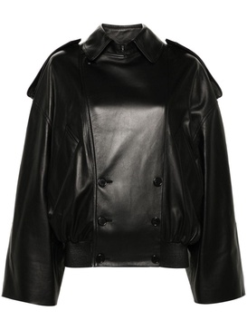 puffball-design lambskin jacket