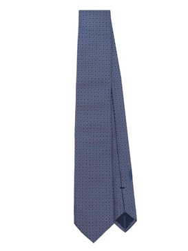 logo-embroidered textured silk tie