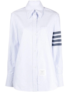 THOM BROWNE Blue Cotton Women's 4 Bar Motif Shirt for SS24