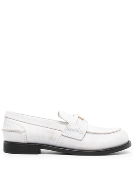 Miu Miu Woman White Leather Loafers