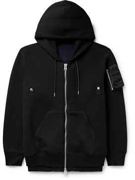 Nylon-Trimmed Cotton-Blend Jersey Zip-Up Hoodie