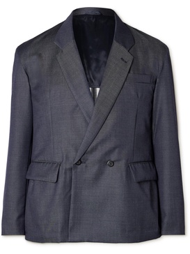 Double-Breasted Wool-Denim Suit Jacket