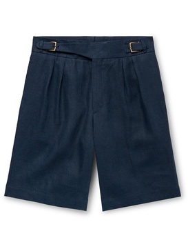 Gurkha Straight-Leg Pleated Linen Shorts