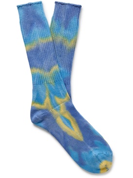 Tie-Dyed Ribbed Cotton-Blend Socks