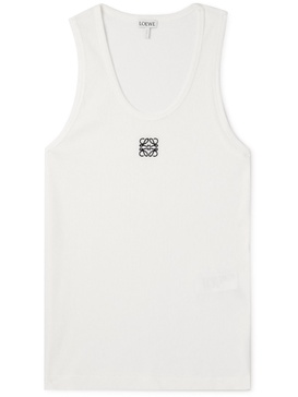 Logo-Embroidered Ribbed Stretch-Cotton Tank Top