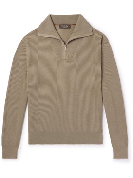 Akan Ribbed Cashmere and Silk-Blend Half-Zip Sweater