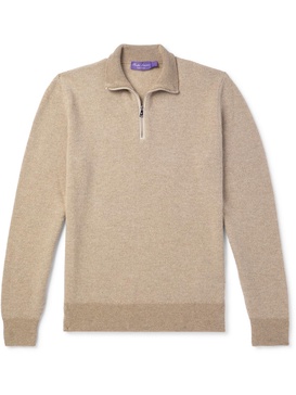 Birdseye Cashmere Half-Zip Sweater