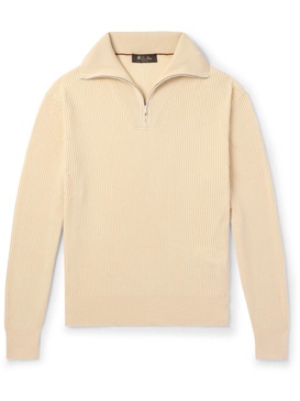 Akan Ribbed Cashmere and Silk-Blend Half-Zip Sweater