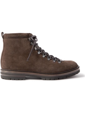 Caluario Leather-Trimmed Suede Hiking Boots