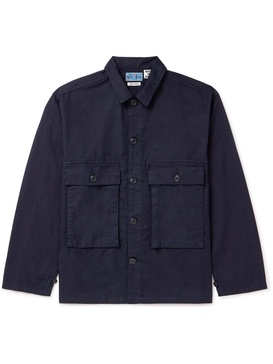 Indigo-Dyed Cotton-Blend Cargo Shirt