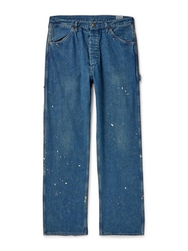 Paint-Splattered Straight-Leg Selvedge Jeans