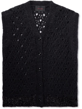 Tinsel Metallic-Trimmed Mohair-Blend Cardigan