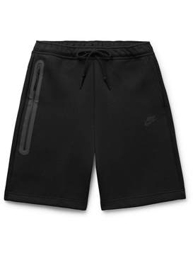 Straight-Leg Cotton-Blend Tech-Fleece Drawstring Shorts