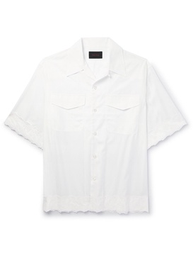 Convertible-Collar Broderie Anglaise Cotton-Poplin Shirt