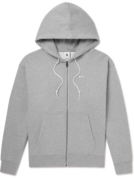 Logo-Embroidered Cotton-Blend Jersey Zip-Up Hoodie