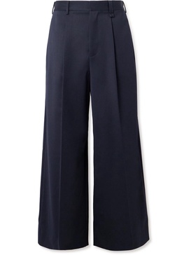 Wide-Leg Pleated Woven Trousers