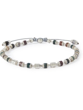 Saguaro Sterling Silver,  Agate and Cord Beaded Bracelet