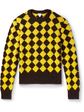 LOGO-APPLIED ARGYL INTARSIA Wool Sweater