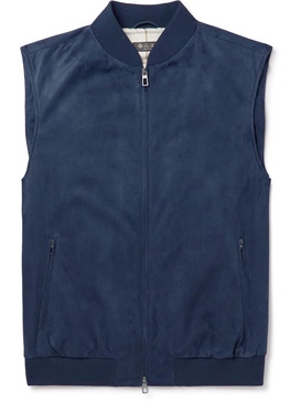 Wool-blend Trimmed Suede Vest