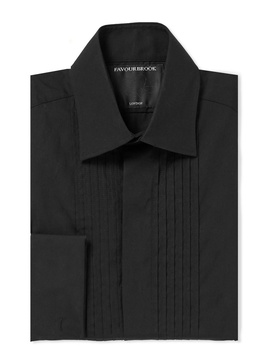 Cutaway-Collar Bib-Front Double-Cuff Cotton-Poplin Shirt