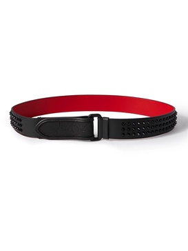 4cm Logo-Debossed Studded Rubber-Trimmed Leather Belt