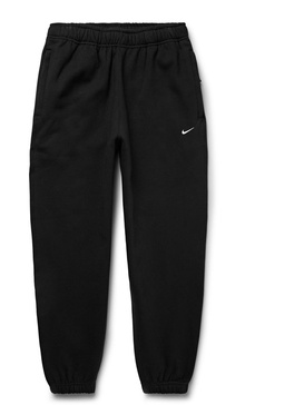 Solo Swoosh Tapered Logo-Embroidered Cotton-Blend Jersey Sweatpants