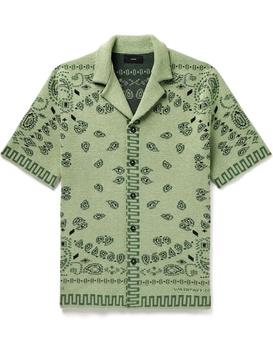 Camp-Collar Bandana-Jacquard Cotton-Piqué Shirt