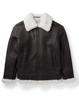 Oversized Shearling-Lined Leather Jacket