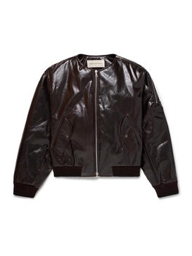 Glossed Cotton-Blend Bomber Jacket