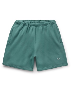 Solo Swoosh Straight-Leg Logo-Embroidered Cotton-Blend Jersey Shorts