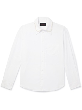 Faux Pearl-Embellished Cotton-Poplin Shirt