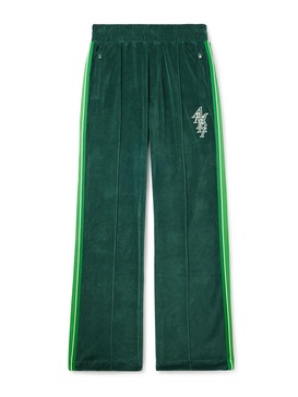 Straight-Leg Logo-Embroidered Striped Cotton-Velour Track Pants