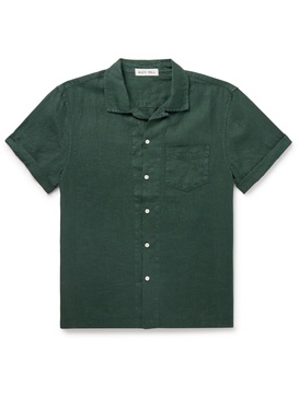 Convertible-Collar Linen Shirt