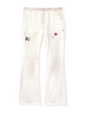 Carpenter Straight-Leg Distressed Paint-Splattered Jeans