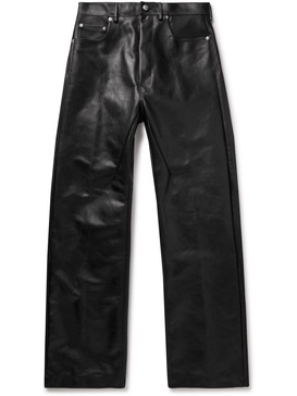 Geth Straight-Leg Oiled-Leather Jeans