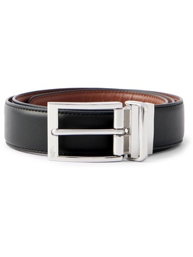 3cm Logo-Debossed Reversible Leather Belt