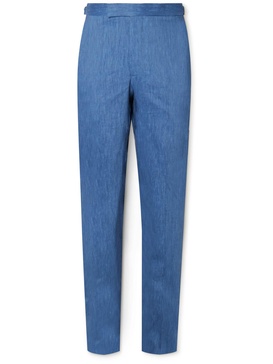 Straight-Leg Linen-Blend Suit Trousers