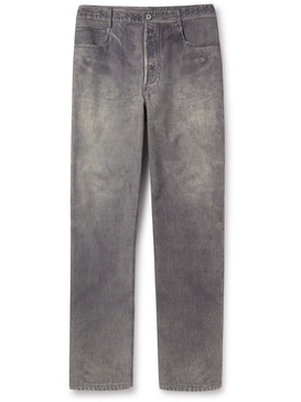 Straight-Leg Printed Nubuck Trousers