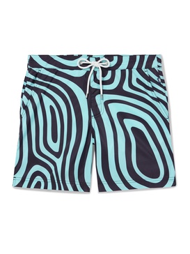 Straight-Leg Mid-Length Printed Swim Shorts