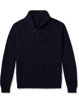 Shawl-Collar Ribbed Cashmere Sweater