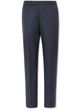 Tapered Sharkskin Wool Suit Trousers