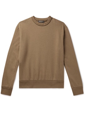 Leather-Trimmed Cotton-Blend Jersey Sweatshirt