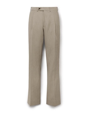 Amo Wide-Leg Pleated Linen Suit Trousers